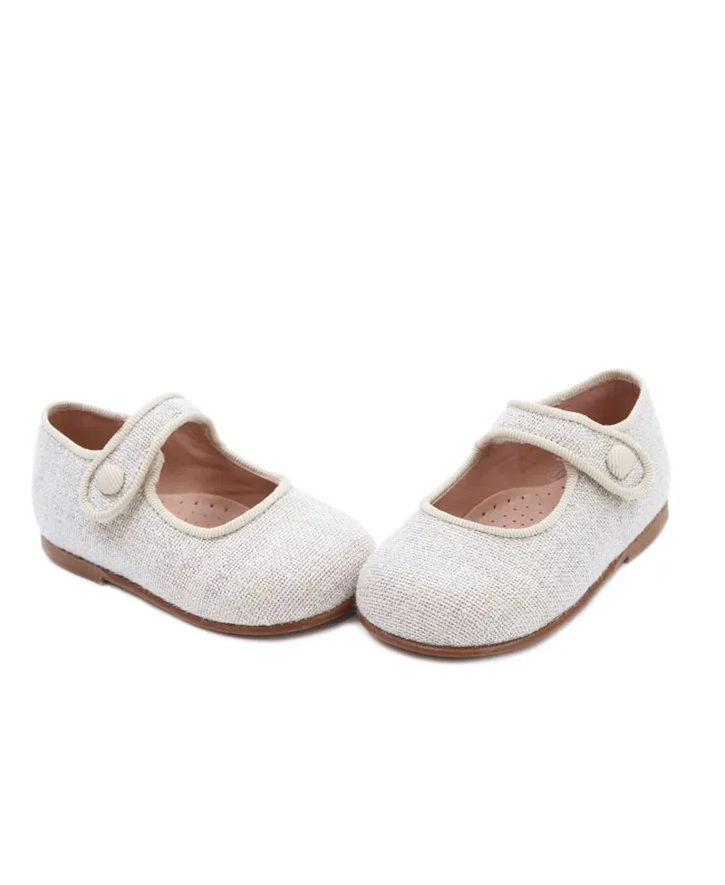 Merceditas Bebe Niña ELI Lino Metal Taupe