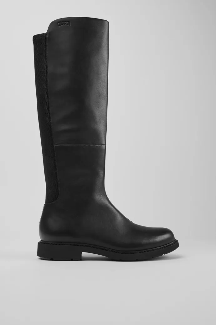 Neuman Botas altas de piel y tejido negras para mujer