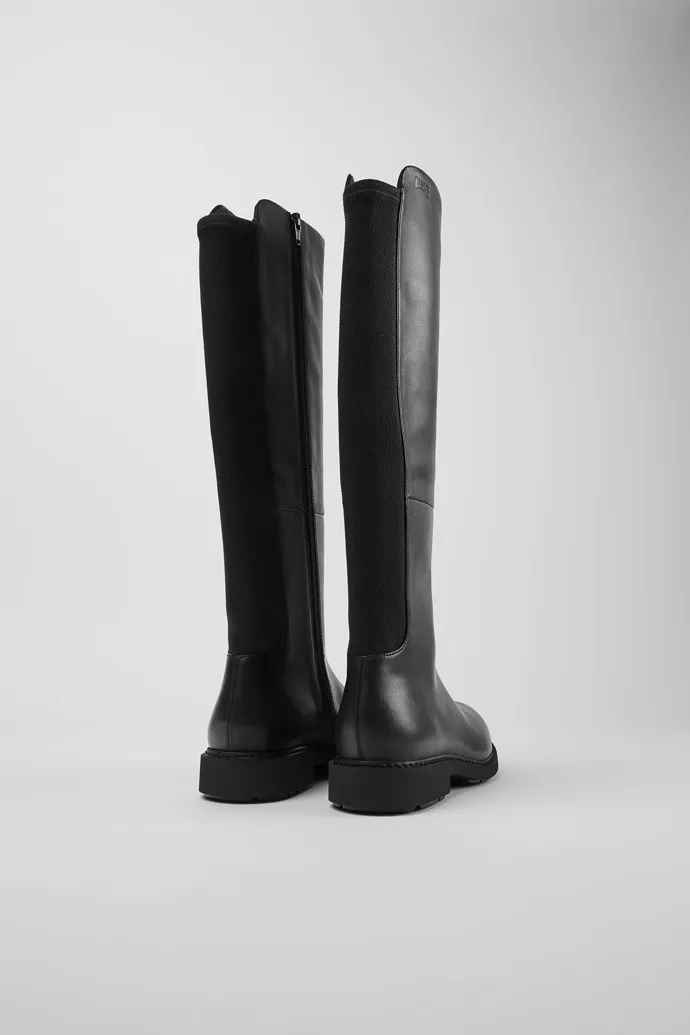 Neuman Botas altas de piel y tejido negras para mujer