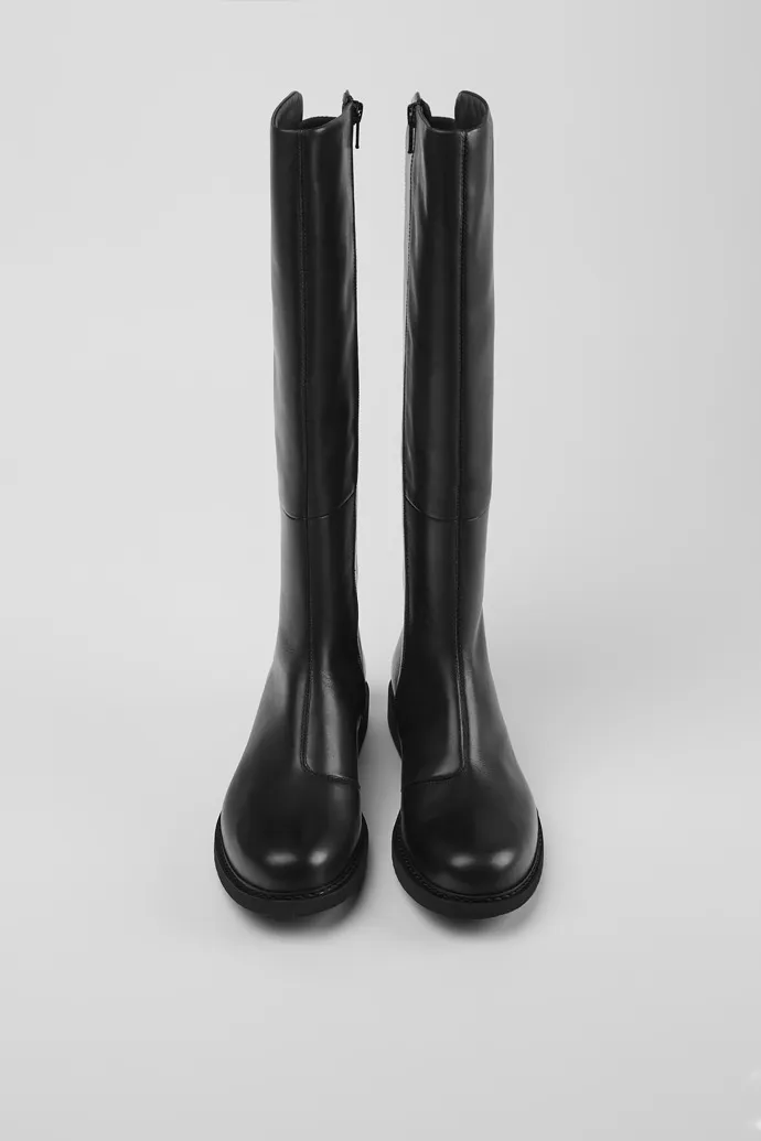 Neuman Botas altas de piel y tejido negras para mujer