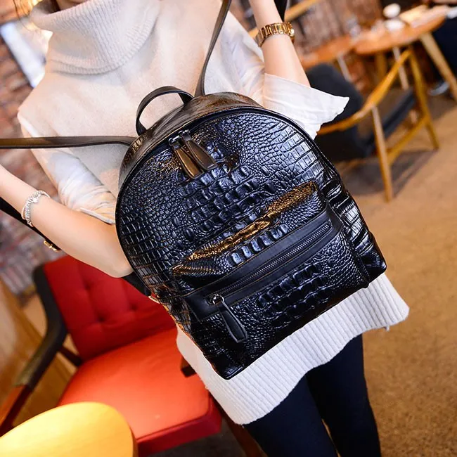Nice Solid Color Simple Crocodile Printed Backpack