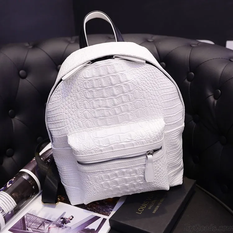 Nice Solid Color Simple Crocodile Printed Backpack