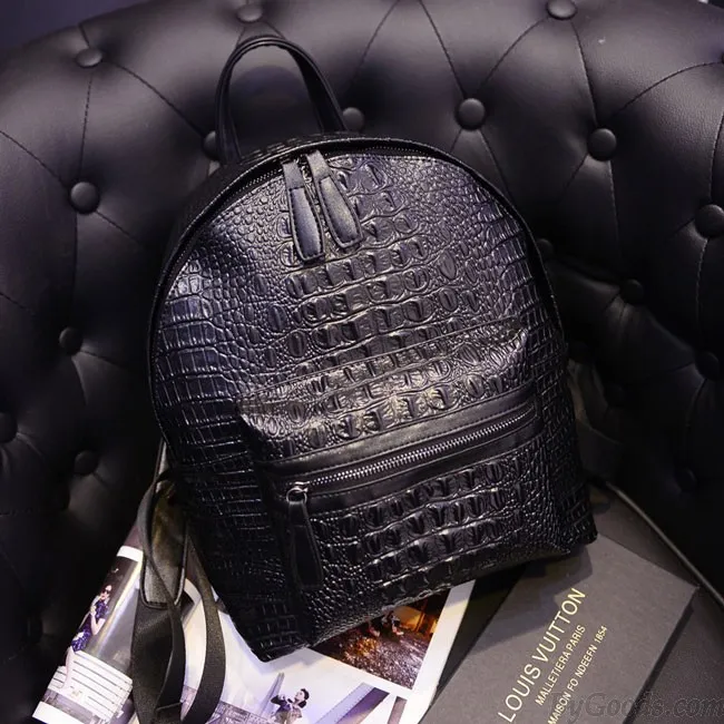 Nice Solid Color Simple Crocodile Printed Backpack