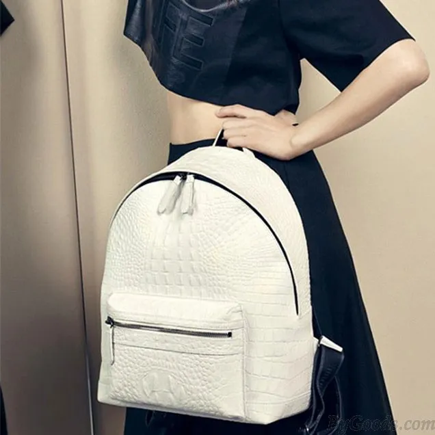 Nice Solid Color Simple Crocodile Printed Backpack