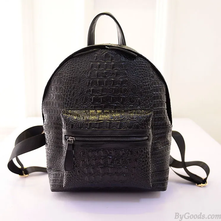 Nice Solid Color Simple Crocodile Printed Backpack