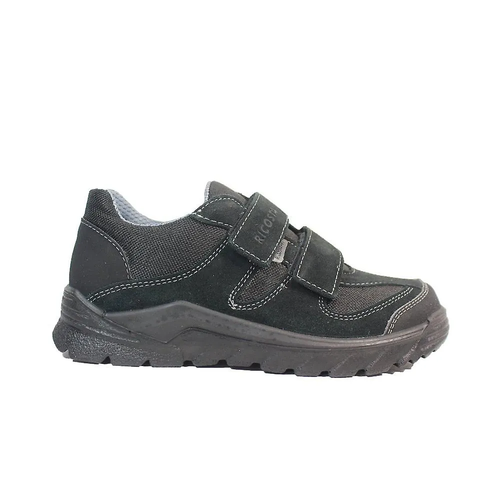 Niños Ricosta Niro | Negro | Ancho ancho | Resistente al agua | Zapatos Escolares para Niños
