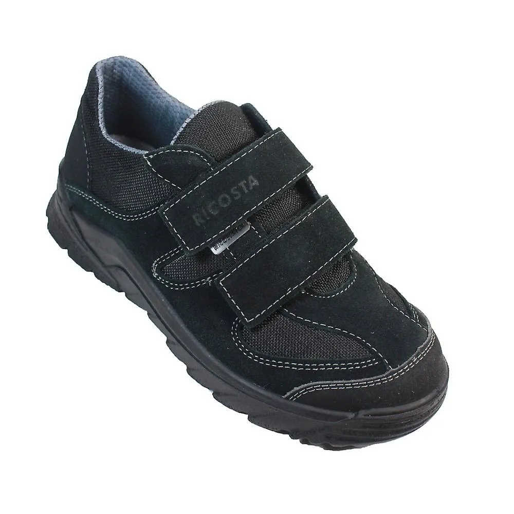 Niños Ricosta Niro | Negro | Ancho ancho | Resistente al agua | Zapatos Escolares para Niños