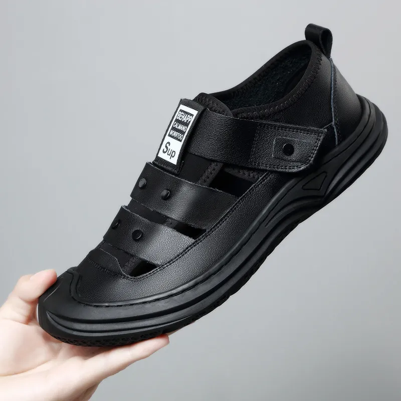 NOVEDAD DE VERANO 2024, sandalias de cuero transpirables huecas, zapatos de cuero informales de fondo suave de cuero suave, sand