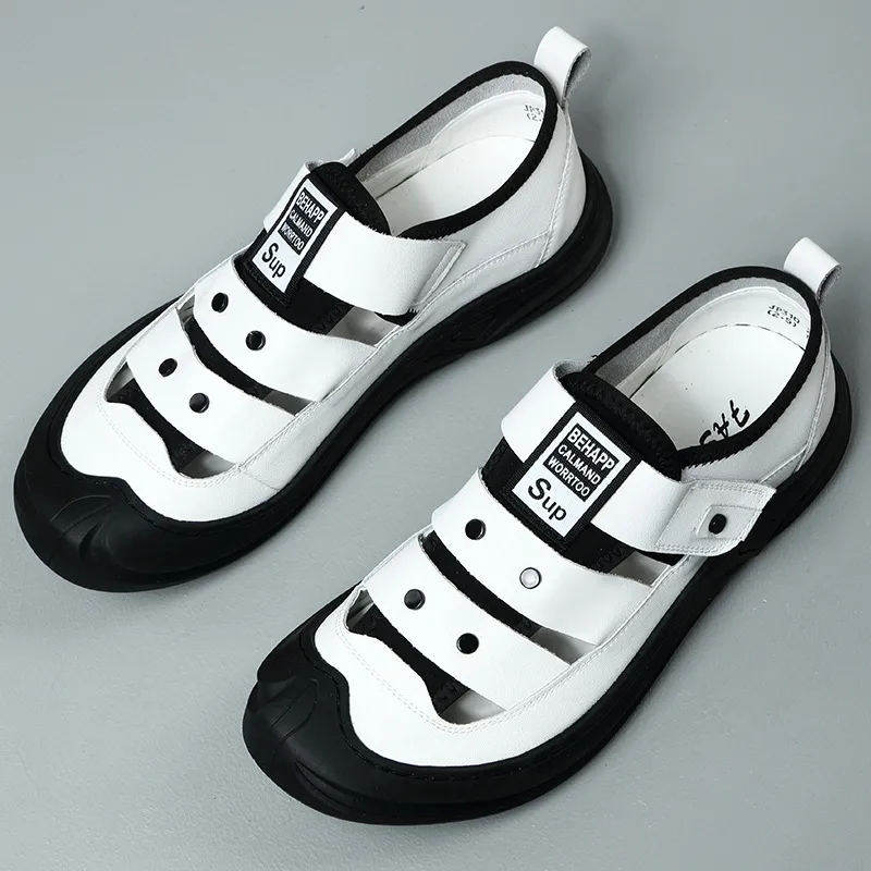 NOVEDAD DE VERANO 2024, sandalias de cuero transpirables huecas, zapatos de cuero informales de fondo suave de cuero suave, sand