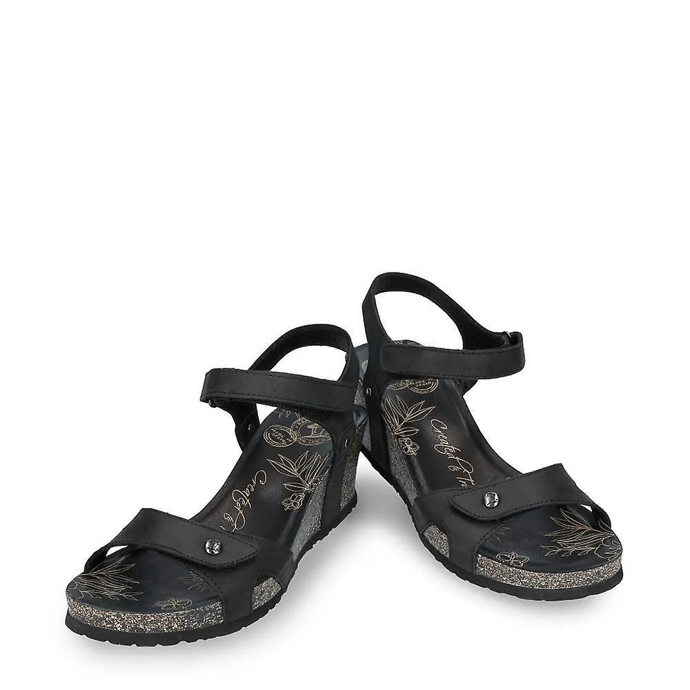 Panama Jack Julia B1 Sandalias de cuña Cuero negro Verano Caminando Casual
