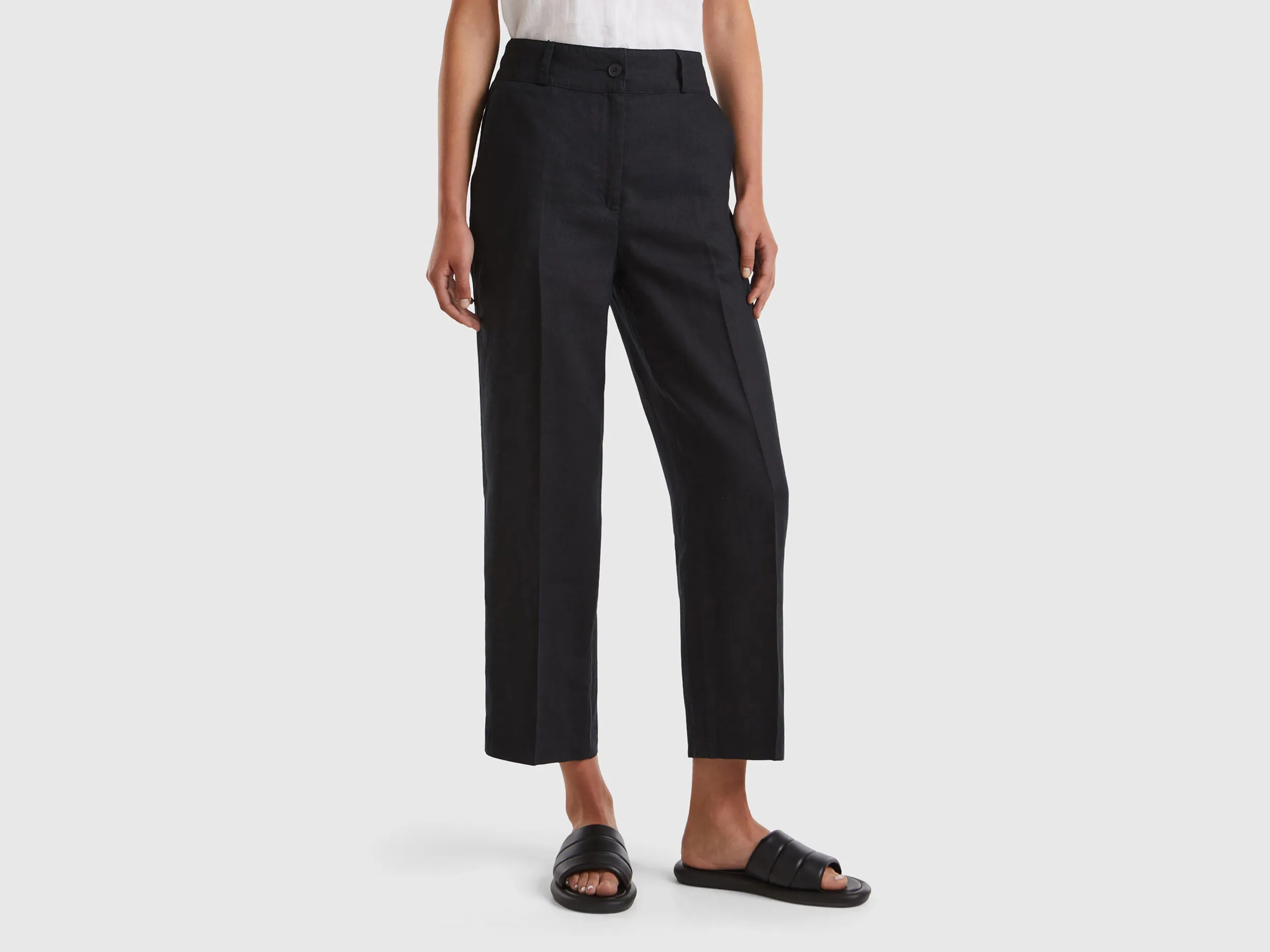 Pantalón recto de puro lino