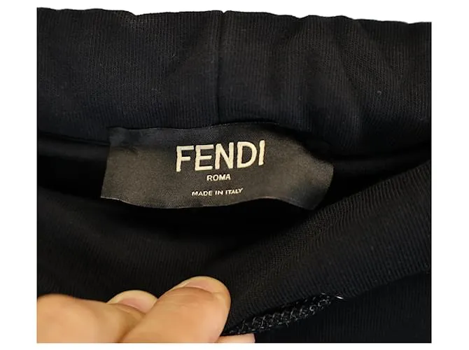 Pantalones de chándal con cordón Fendi en algodón negro 