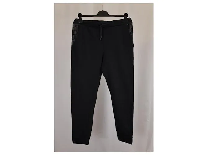 Pantalones de chándal con cordón Fendi en algodón negro 