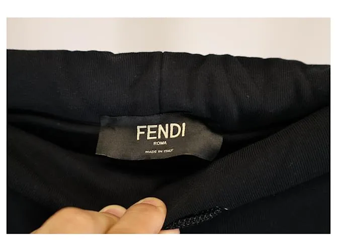 Pantalones de chándal con cordón Fendi en algodón negro 