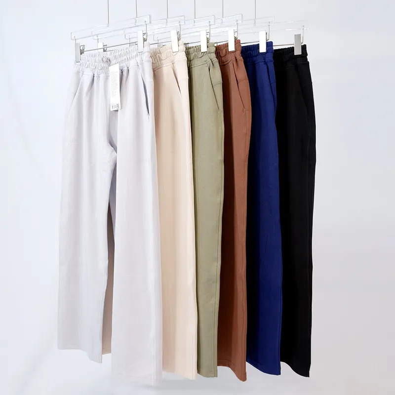 Pantalones de chándal informales para Yoga para mujer, pantalones de pierna ancha recta, sensación de adelgazamiento de piernas,