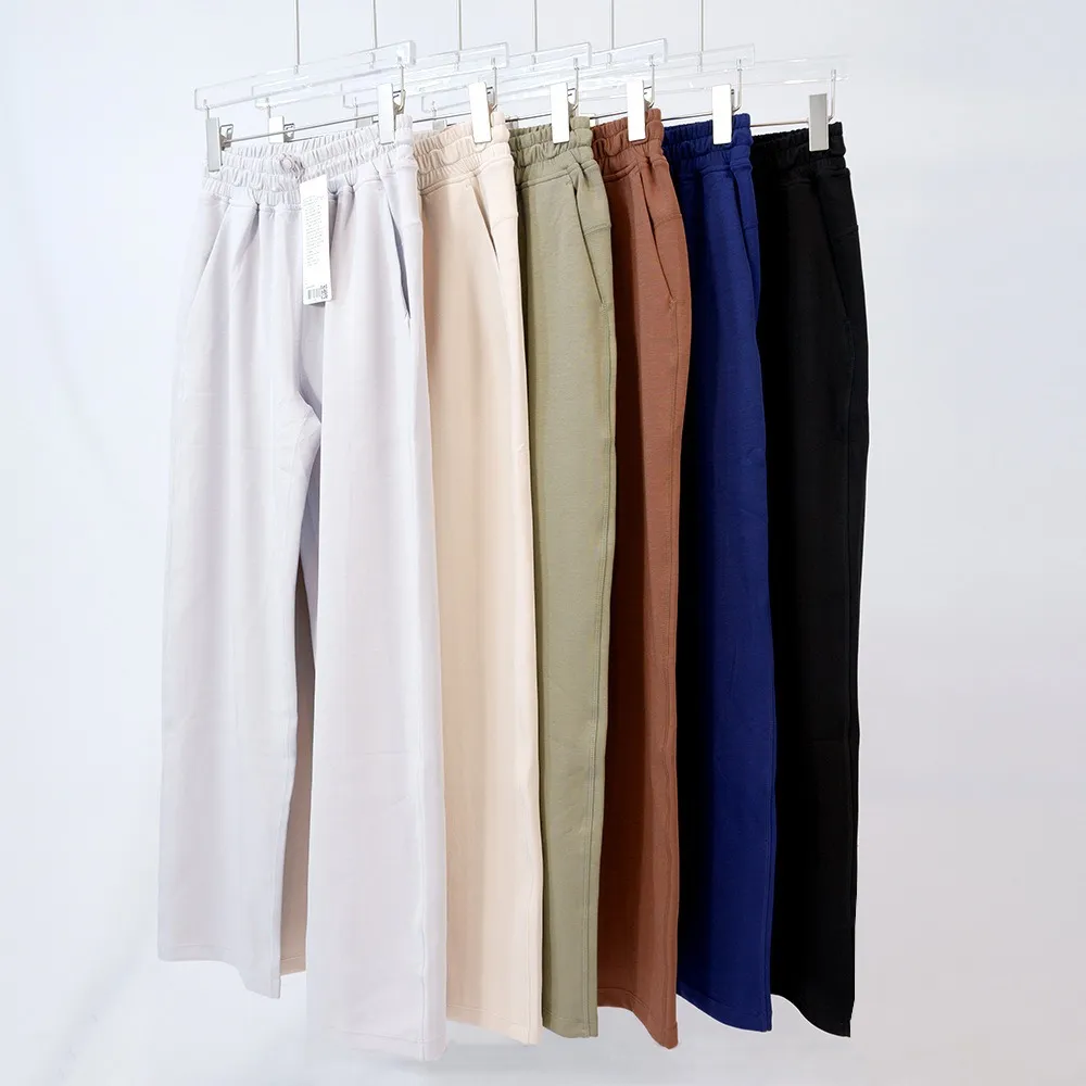 Pantalones de chándal informales para Yoga para mujer, pantalones de pierna ancha recta, sensación de adelgazamiento de piernas,