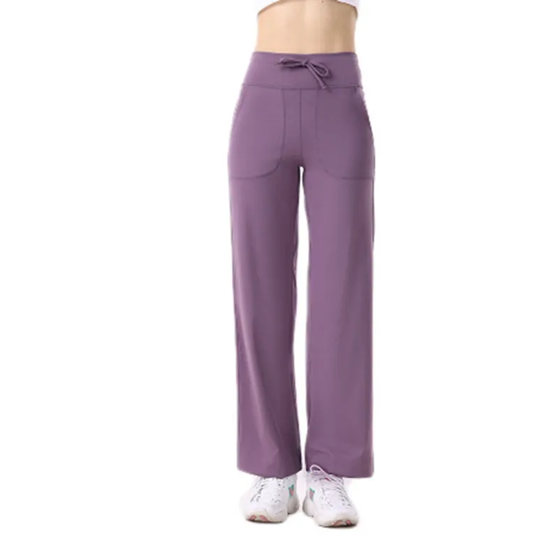 Pantalones de yoga de pierna ancha para mujeres pantalones de chándal con cordón cómodo