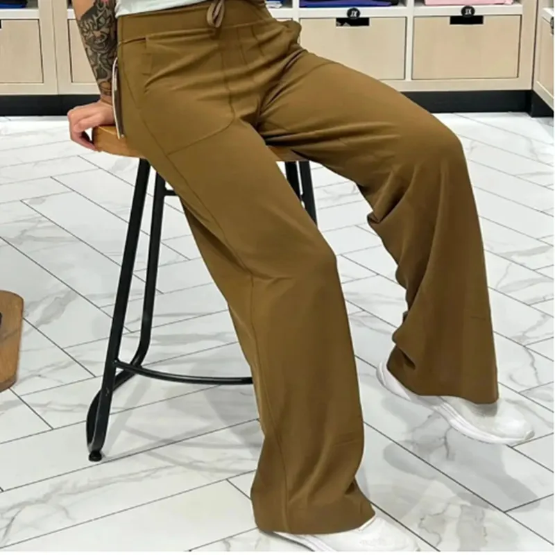 Pantalones de yoga de pierna ancha para mujeres pantalones de chándal con cordón cómodo