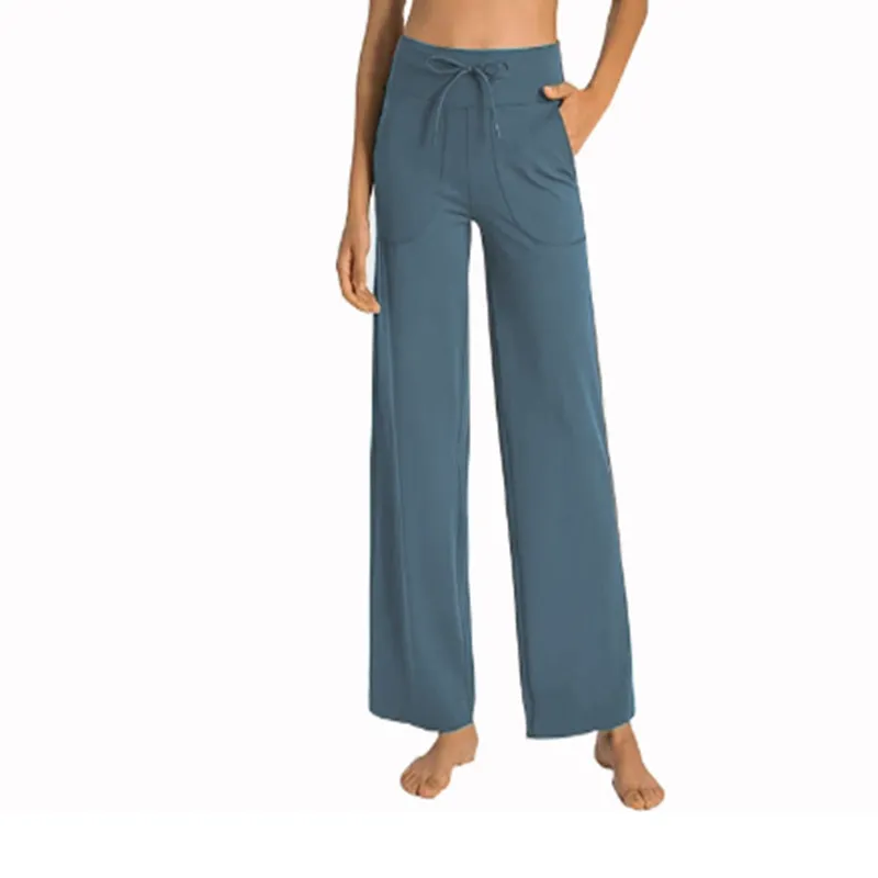 Pantalones de yoga de pierna ancha para mujeres pantalones de chándal con cordón cómodo