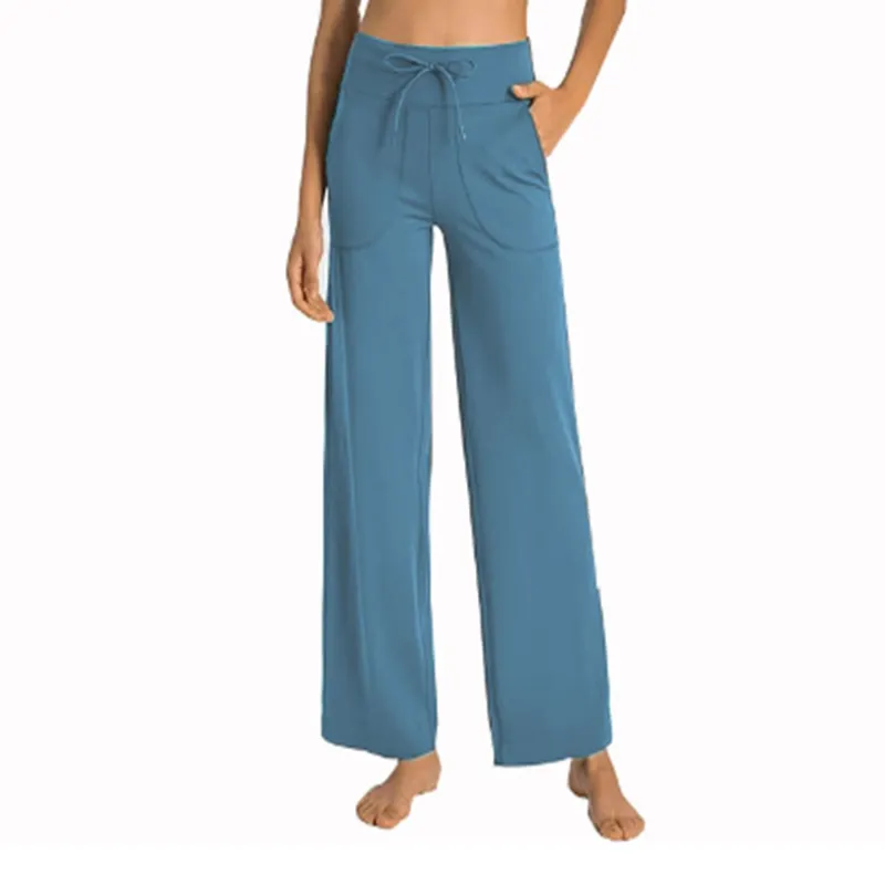 Pantalones de yoga de pierna ancha para mujeres pantalones de chándal con cordón cómodo