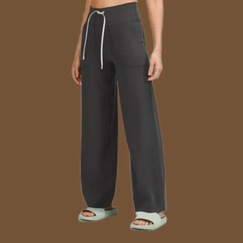 Pantalones de yoga de pierna ancha para mujeres pantalones de chándal con cordón cómodo