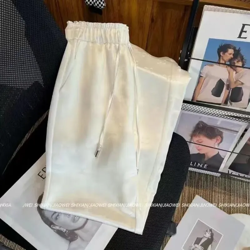 Pantalones para mujer de diseño Pantalones de cintura altos con fajas con damas Logotipo de trajes estampado Pantalones de chánd