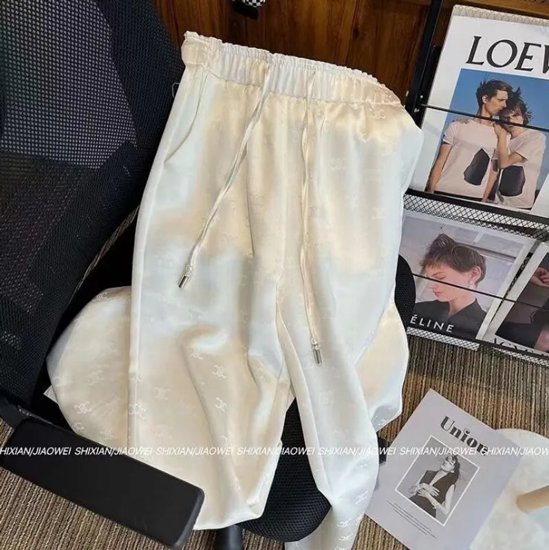 Pantalones para mujer de diseño Pantalones de cintura altos con fajas con damas Logotipo de trajes estampado Pantalones de chánd