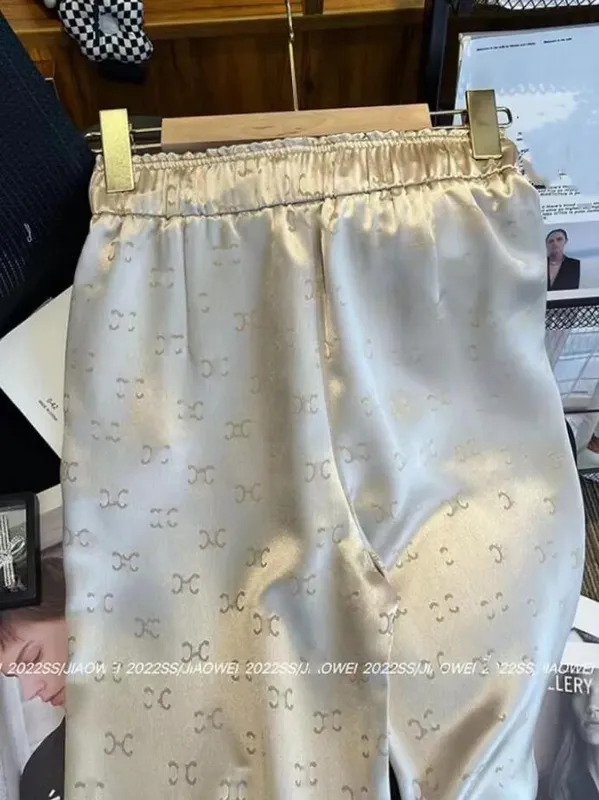 Pantalones para mujer de diseño Pantalones de cintura altos con fajas con damas Logotipo de trajes estampado Pantalones de chánd