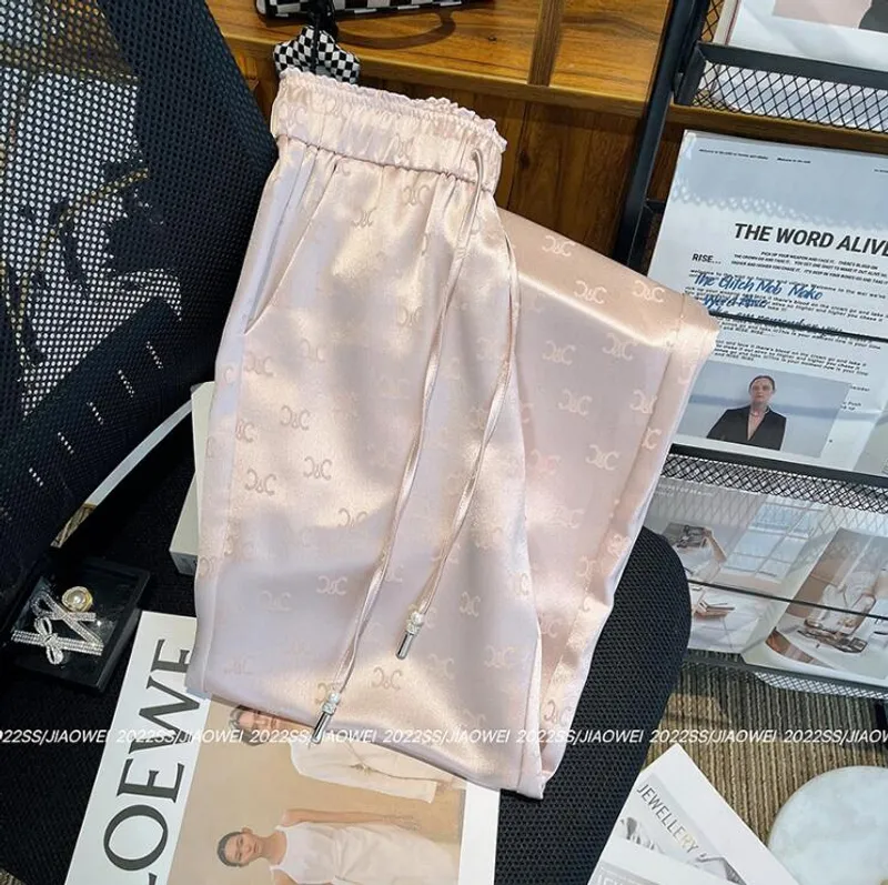 Pantalones para mujer de diseño Pantalones de cintura altos con fajas con damas Logotipo de trajes estampado Pantalones de chánd