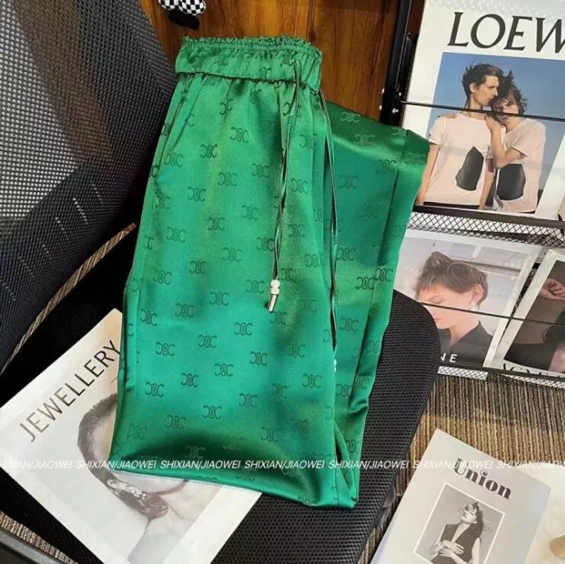 Pantalones para mujer de diseño Pantalones de cintura altos con fajas con damas Logotipo de trajes estampado Pantalones de chánd
