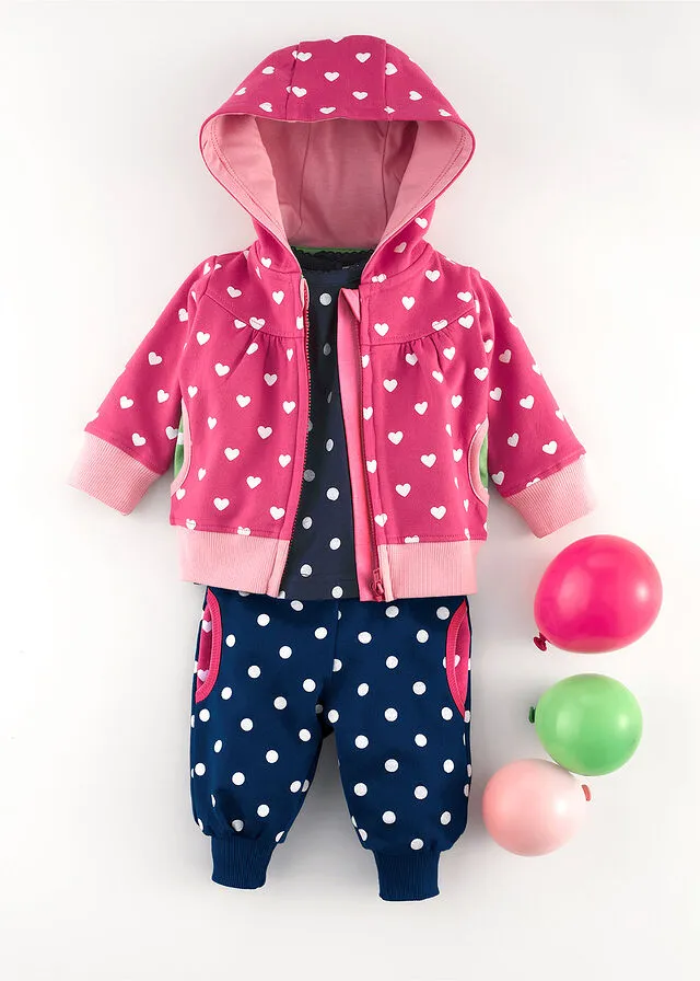 Pantalón de chándal para bebés (2 unidades) en algodón orgánico Rosa oscuro/azul marino