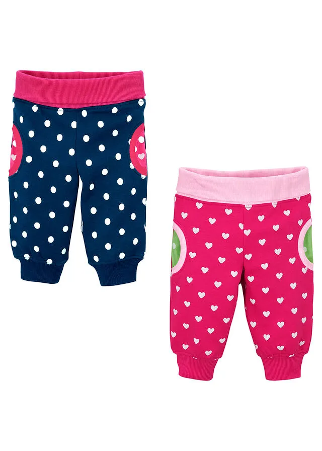 Pantalón de chándal para bebés (2 unidades) en algodón orgánico Rosa oscuro/azul marino