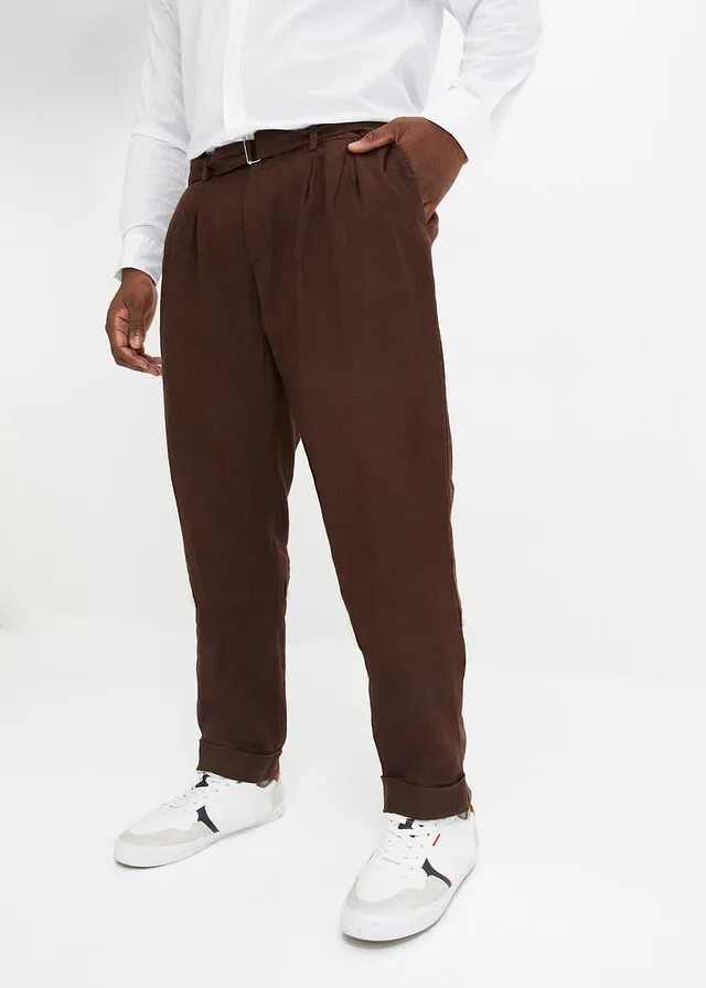 Pantalón de lino Marrón oscuro