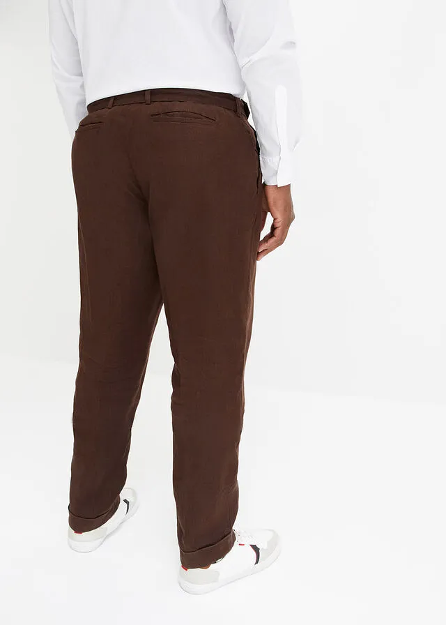 Pantalón de lino Marrón oscuro