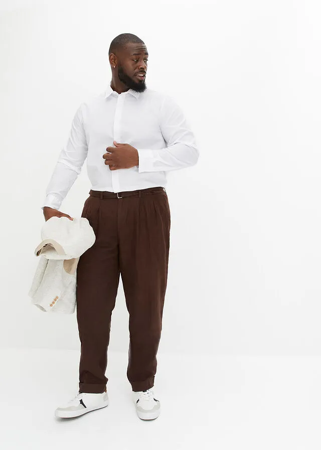 Pantalón de lino Marrón oscuro
