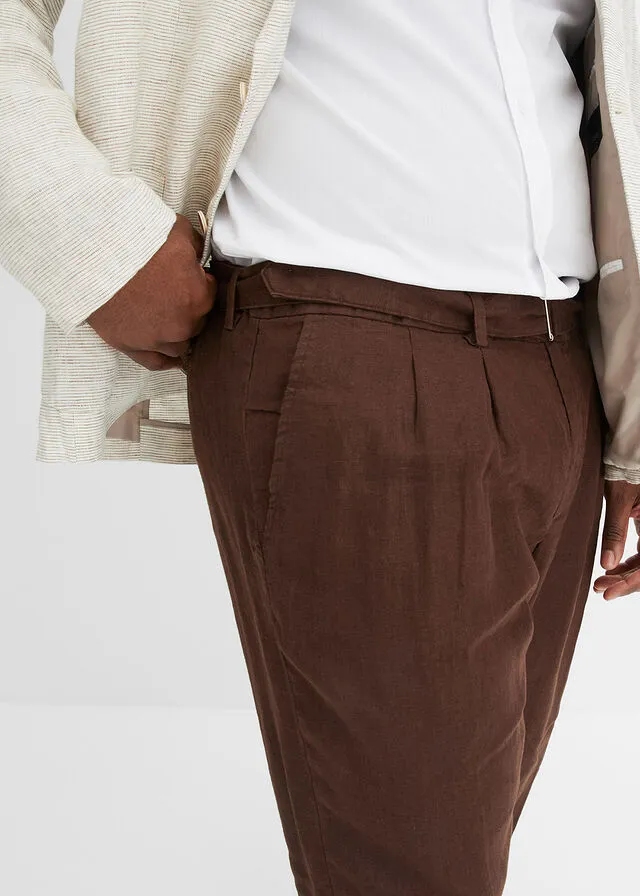 Pantalón de lino Marrón oscuro