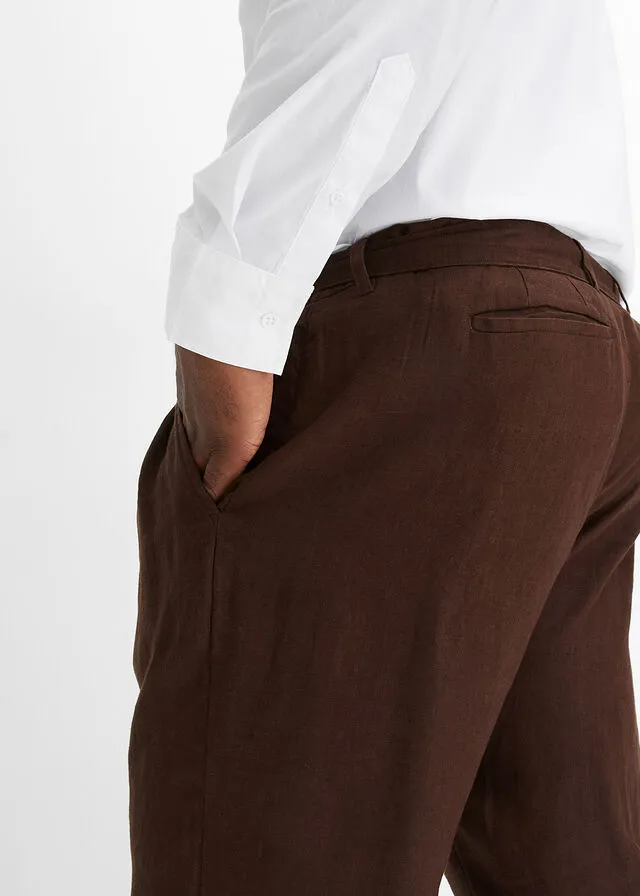 Pantalón de lino Marrón oscuro