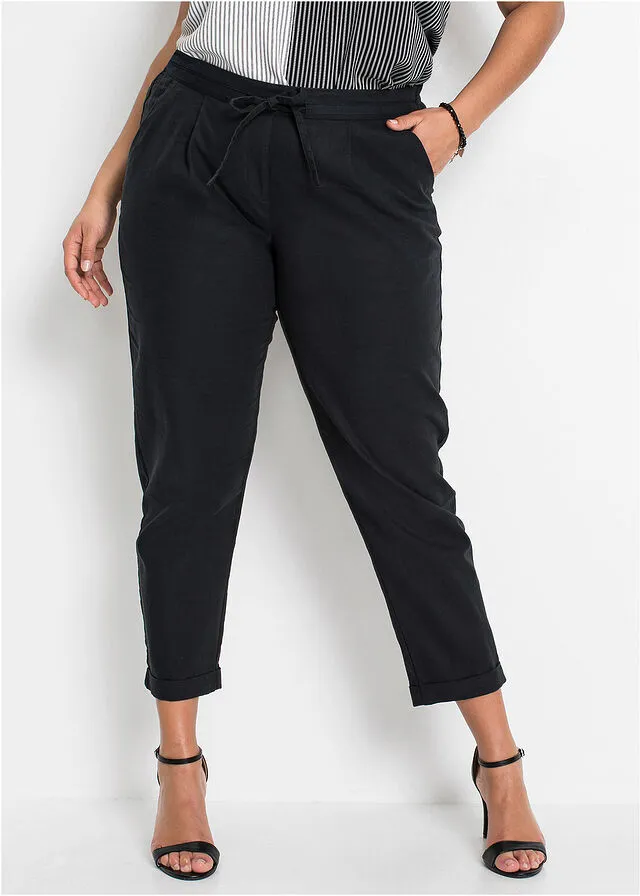 Pantalón de lino Negro