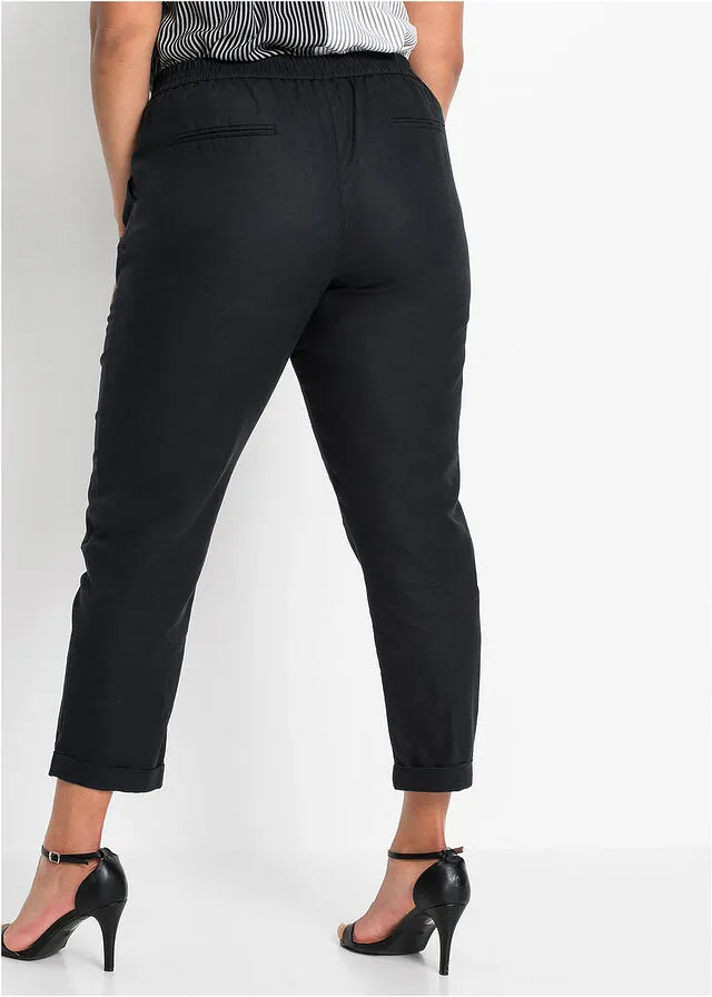 Pantalón de lino Negro