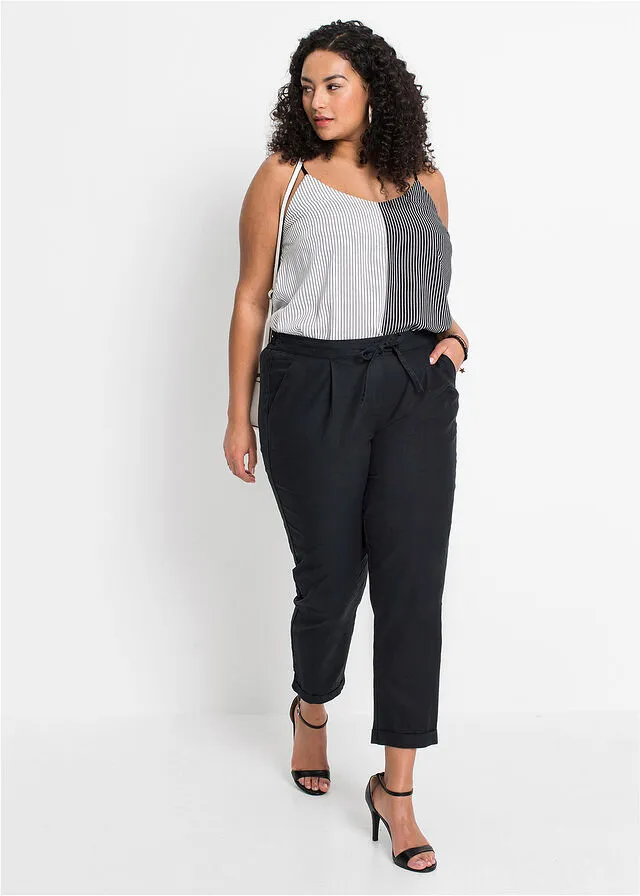 Pantalón de lino Negro