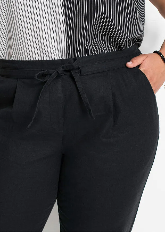Pantalón de lino Negro