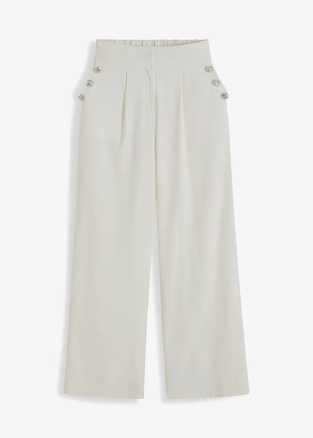 Pantalón de pinzas Blanco lana
