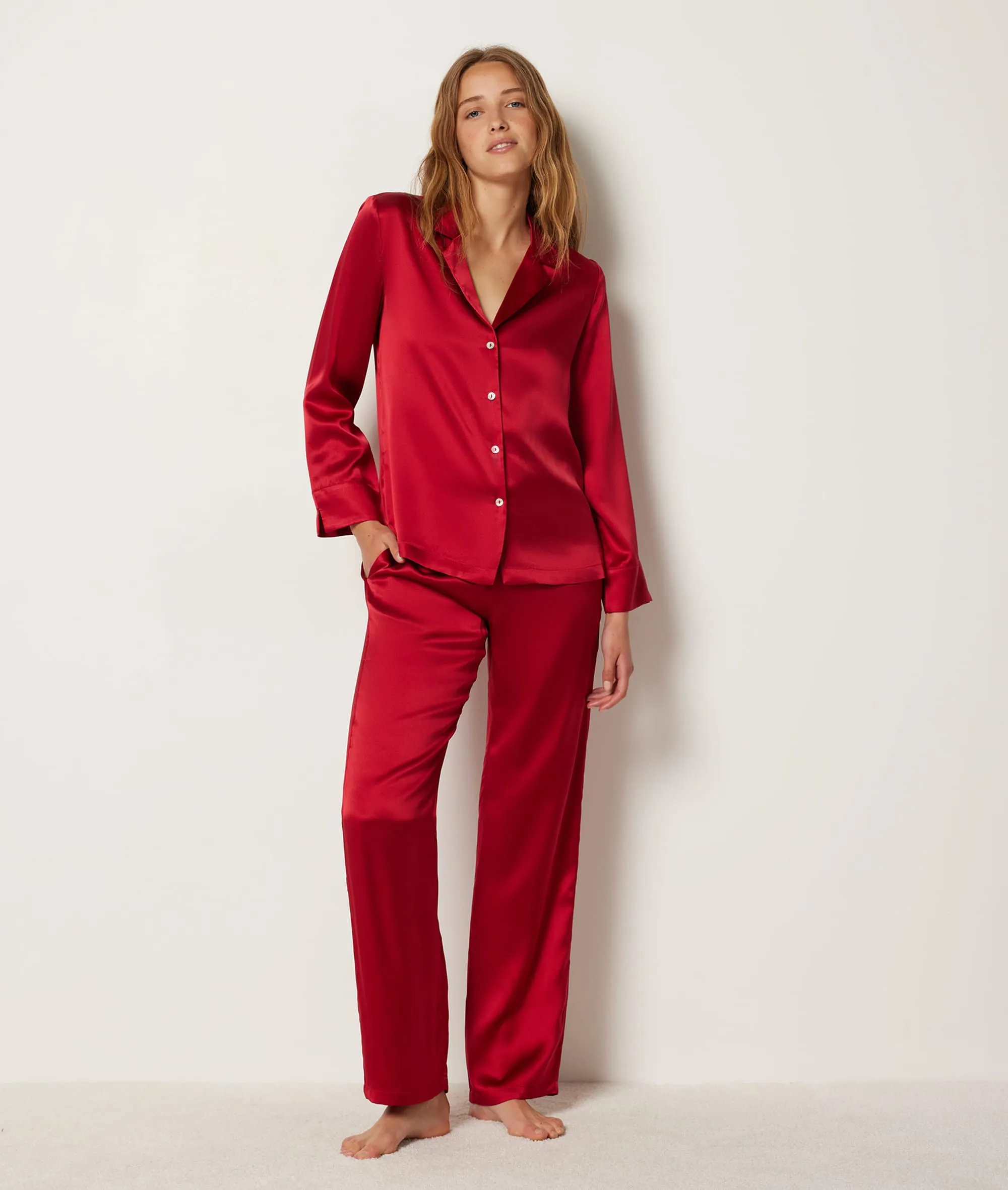 PANTALóN PIJAMA DE SEDA PEARLY CARDINAL  ETAM