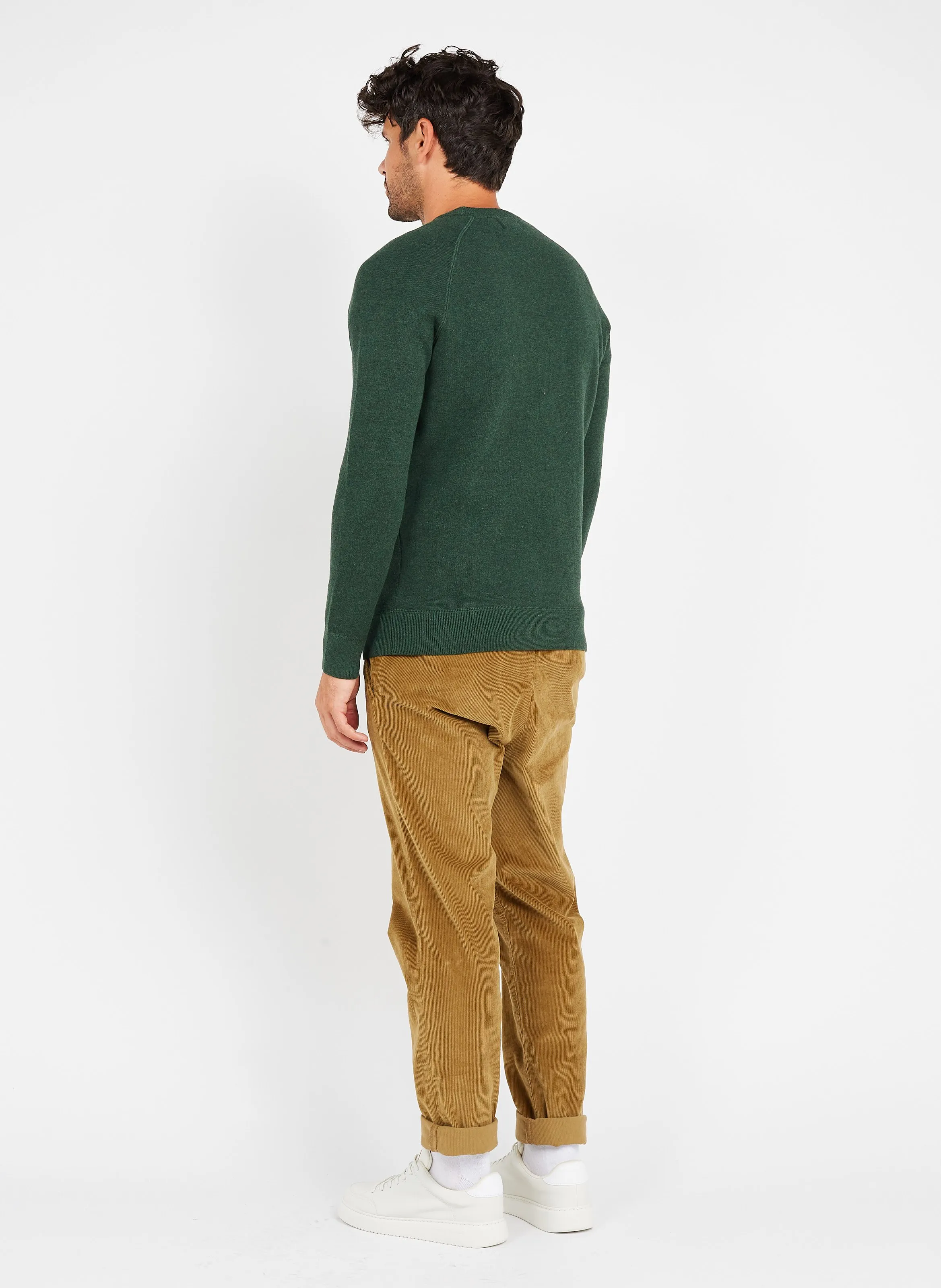 Pantalón slim de pana y mezcla de algodón en marron
