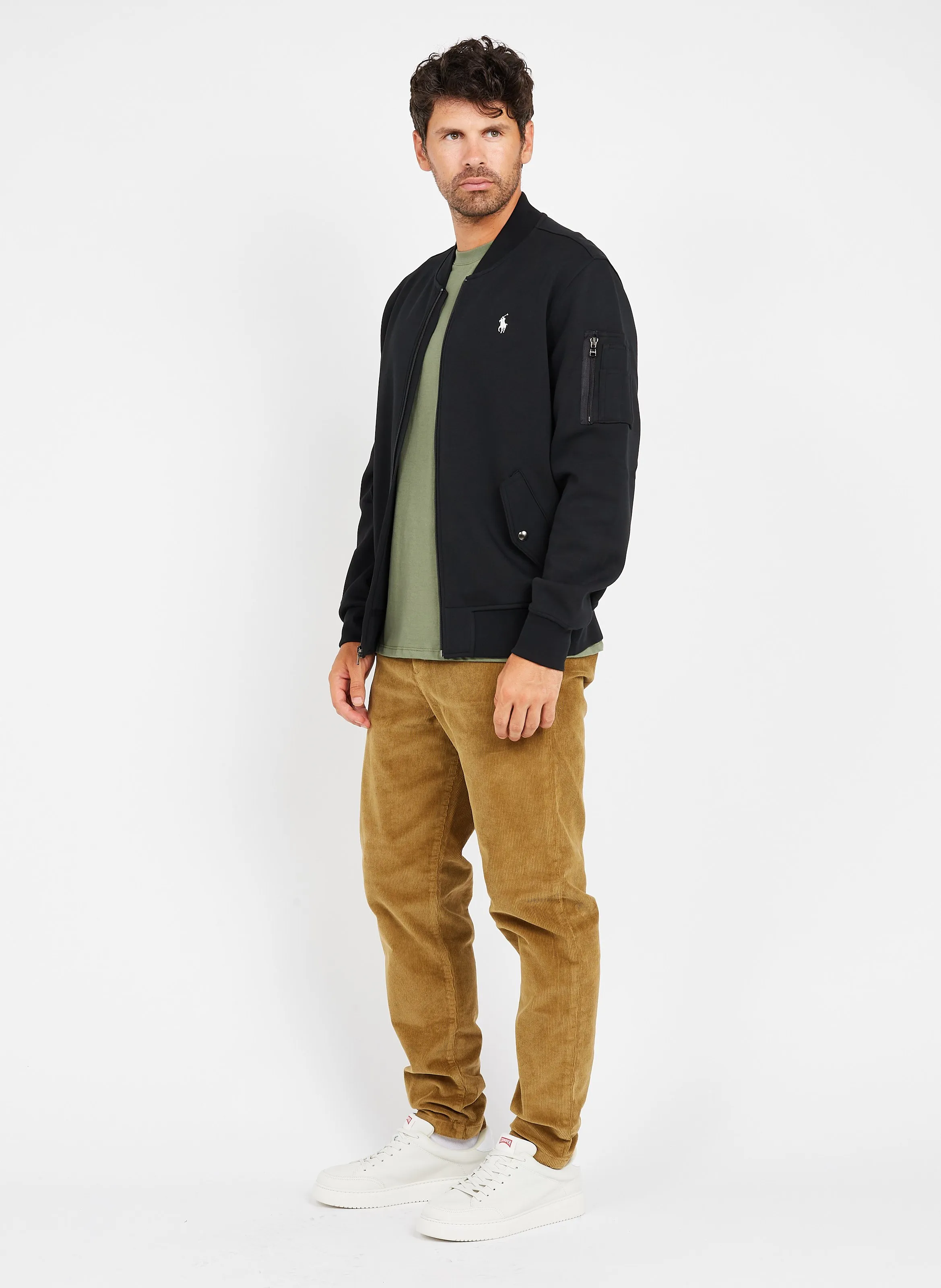 Pantalón slim de pana y mezcla de algodón en marron