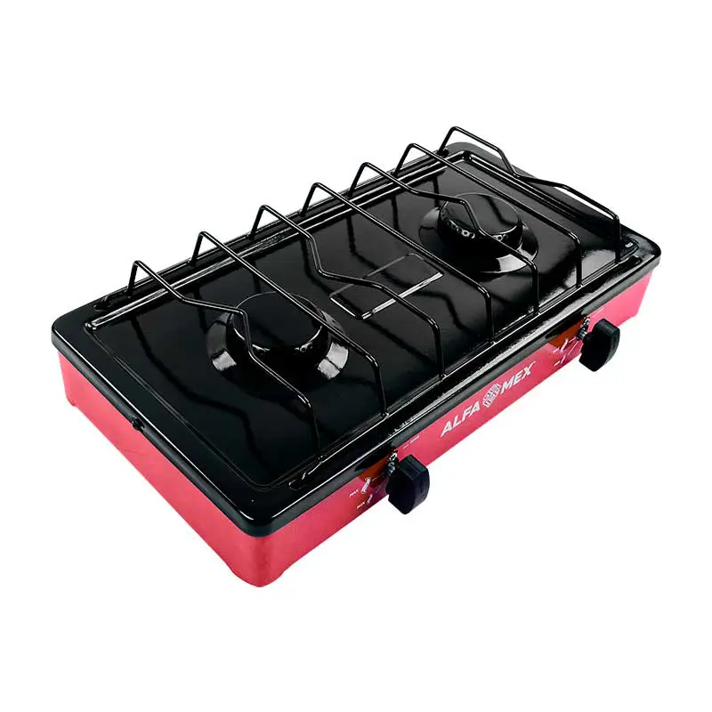 Parrilla de Gas 2 Quemadores Alfa Mex 303S Esmaltada Rojo