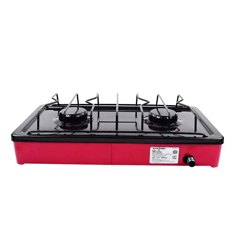 Parrilla de Gas 2 Quemadores Alfa Mex 303S Esmaltada Rojo