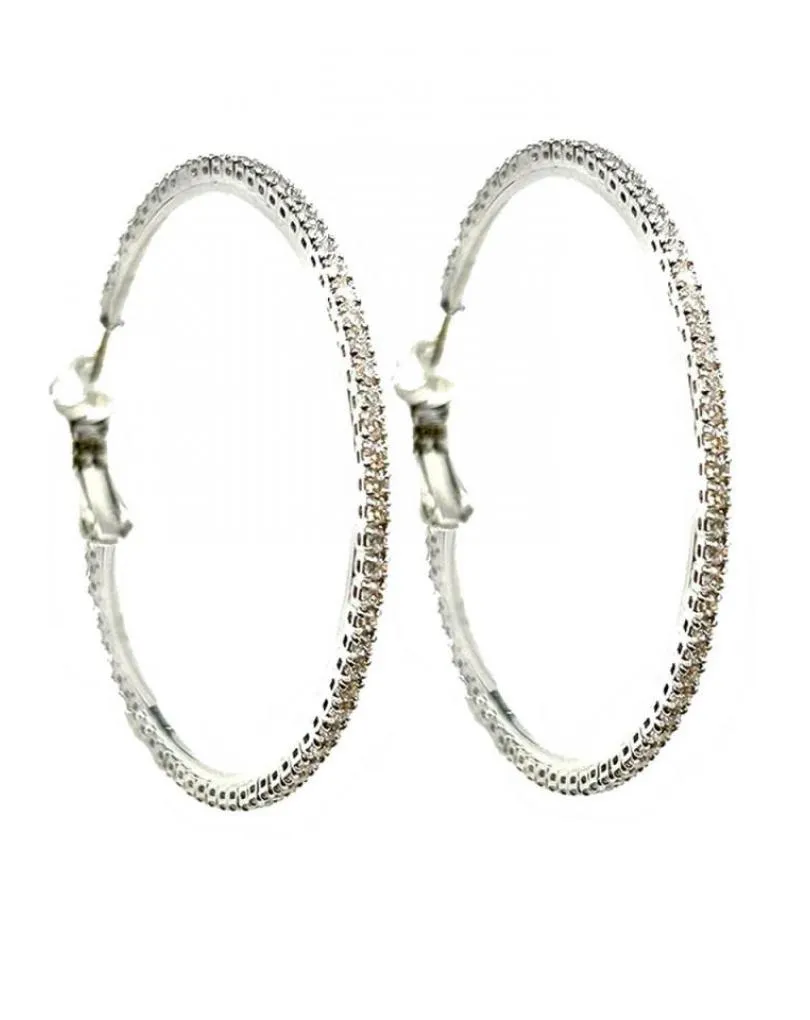 PENDIENTES AROS MUJER PLATEADOS Y CIRCONITAS PARA FIESTAS