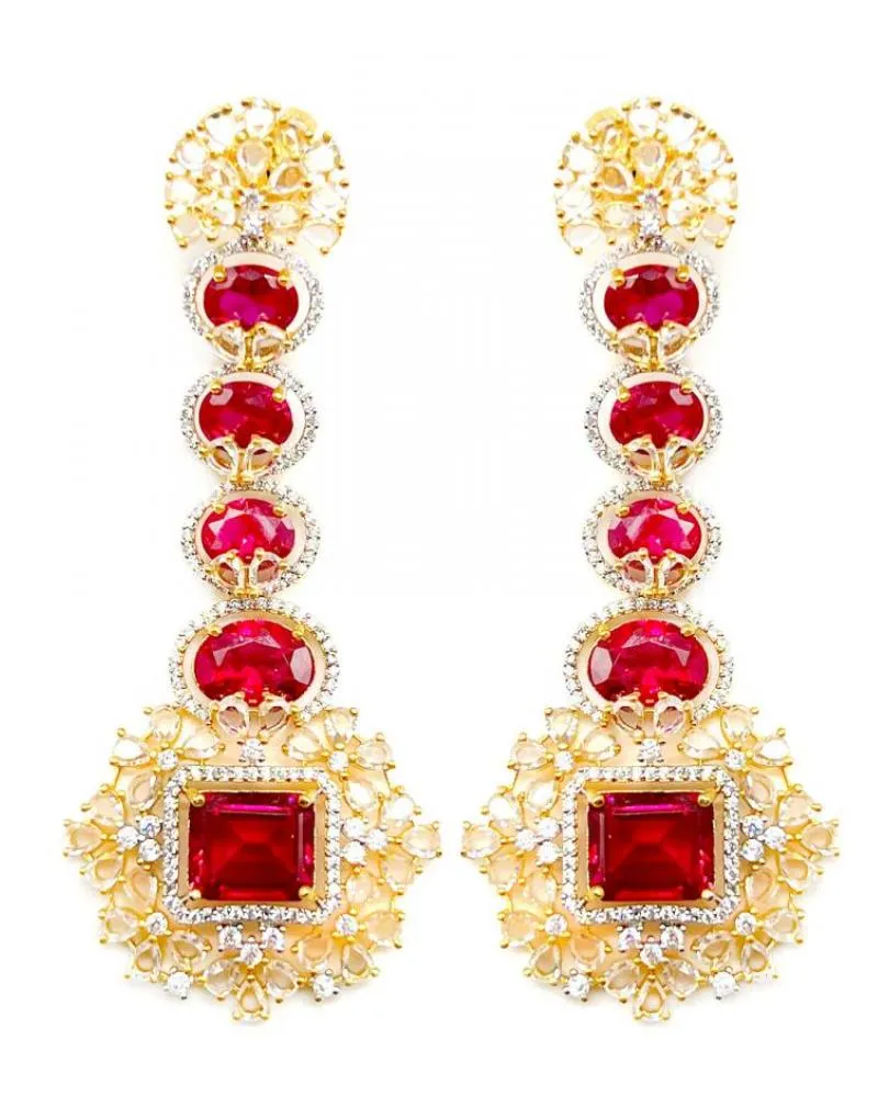 PENDIENTES ELEGANTES ROJOS FABULOSOS REPLICA JOYERIA ANTIGUA