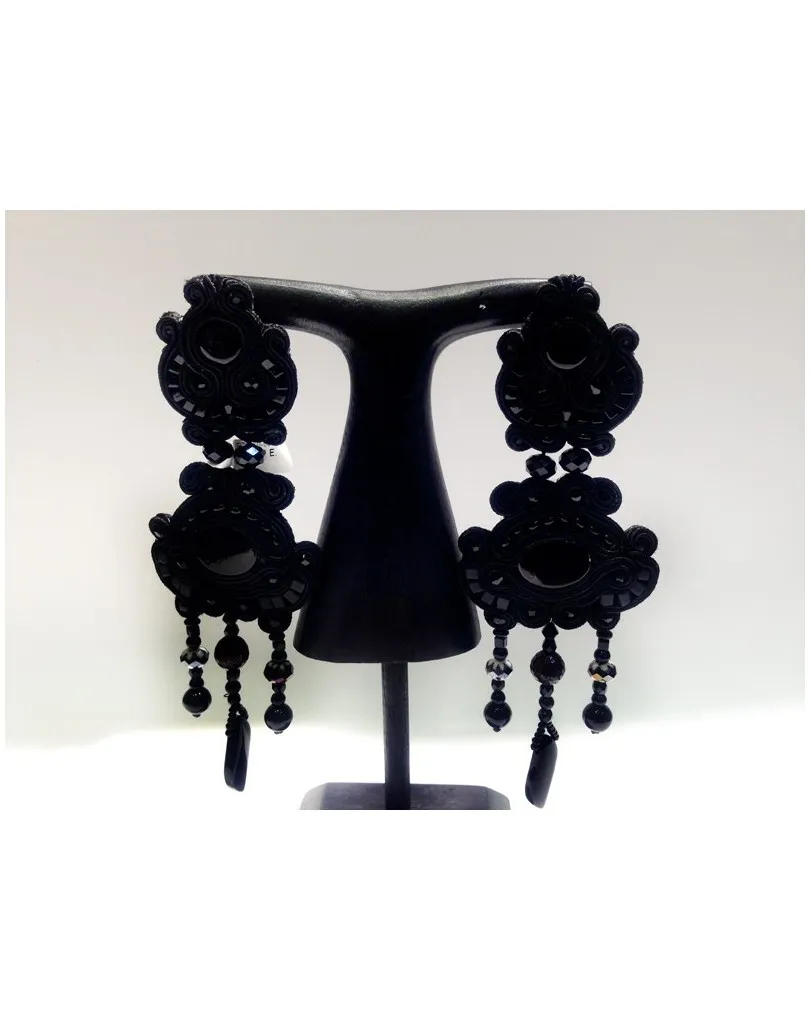 PENDIENTES FLAMENCA GRANDES NEGROS ESPECTACULARES
